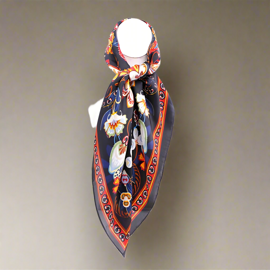 VIBRANT LUXURY FLORAL SILK SCARF